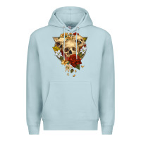 Blue Mist Triangle Flower Skeletons Premium Hoodie - RanaPortraitStore
