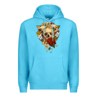Ocean Blue Triangle Flower Skeletons Premium Hoodie - RanaPortraitStore
