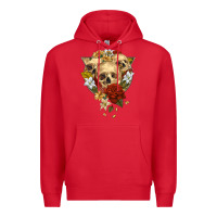 Red Triangle Flower Skeletons Premium Hoodie - RanaPortraitStore