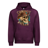 Mauve Wine cowboy killer with skull Urban Hoodie - texasbilliewilder