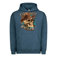 Pigment Midnight Navy cowboy killer with skull Urban Hoodie - texasbilliewilder