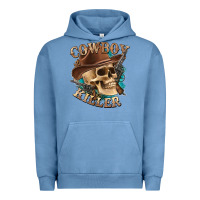 Pigment Pebble Blue cowboy killer with skull Urban Hoodie - texasbilliewilder