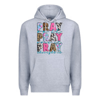 Heather Grey pray on it pray over it pray throught it Premium Hoodie - texasbilliewilder