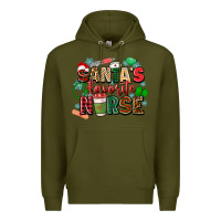 Army Green santa's favorite nurse Premium Hoodie - Zillion Design Studio