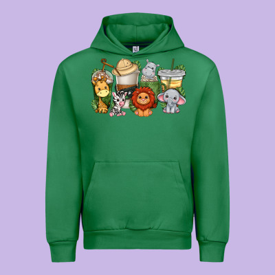 Urban Hoodie cute baby safari animals coffee cups