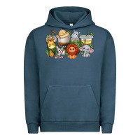 Pigment Midnight Navy cute baby safari animals coffee cups Urban Hoodie - texasbilliewilder