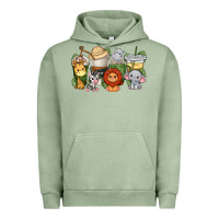 Pigment Oil Green cute baby safari animals coffee cups Urban Hoodie - texasbilliewilder