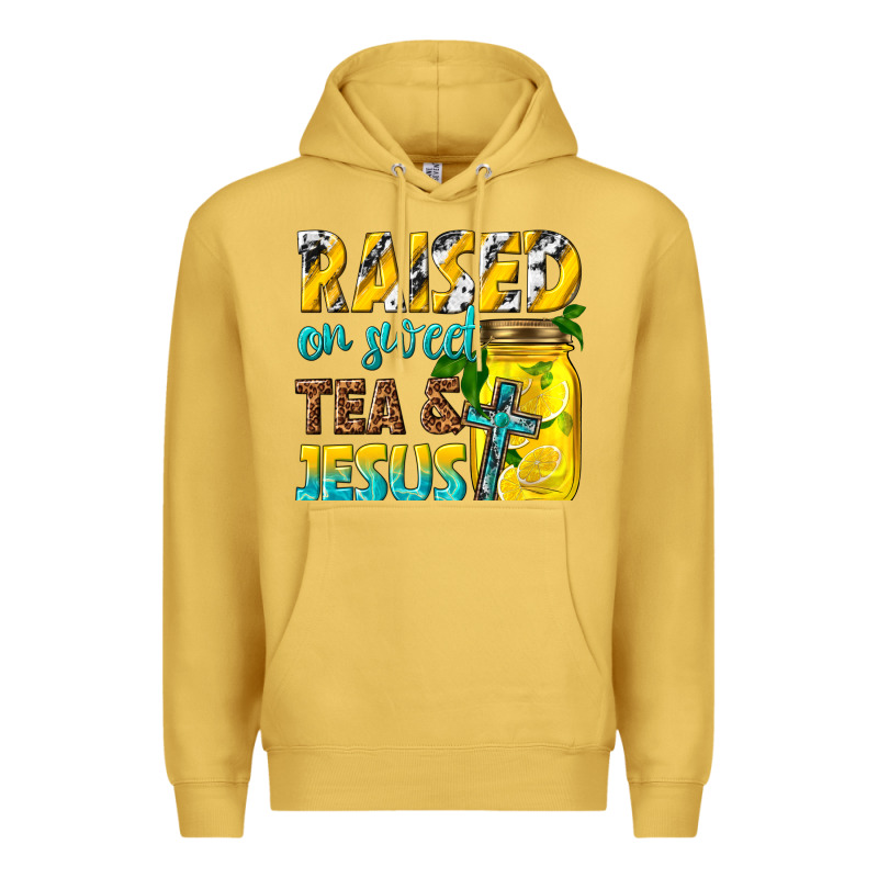 Raised On Sweet Tea And Jesus Premium Hoodie by texasbilliewilder | Teevron