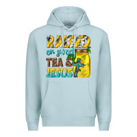 Blue Mist raised on sweet tea and jesus Premium Hoodie - texasbilliewilder