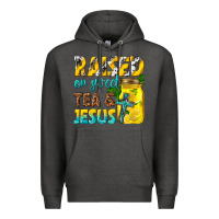 Charcoal Heather raised on sweet tea and jesus Premium Hoodie - texasbilliewilder