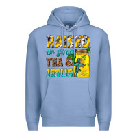 Colony Blue raised on sweet tea and jesus Premium Hoodie - texasbilliewilder