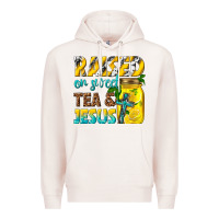 Pale Pink raised on sweet tea and jesus Premium Hoodie - texasbilliewilder