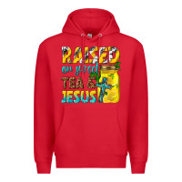 Red raised on sweet tea and jesus Premium Hoodie - texasbilliewilder