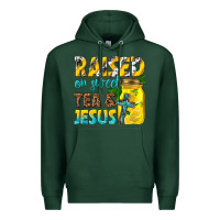 Sports Green raised on sweet tea and jesus Premium Hoodie - texasbilliewilder
