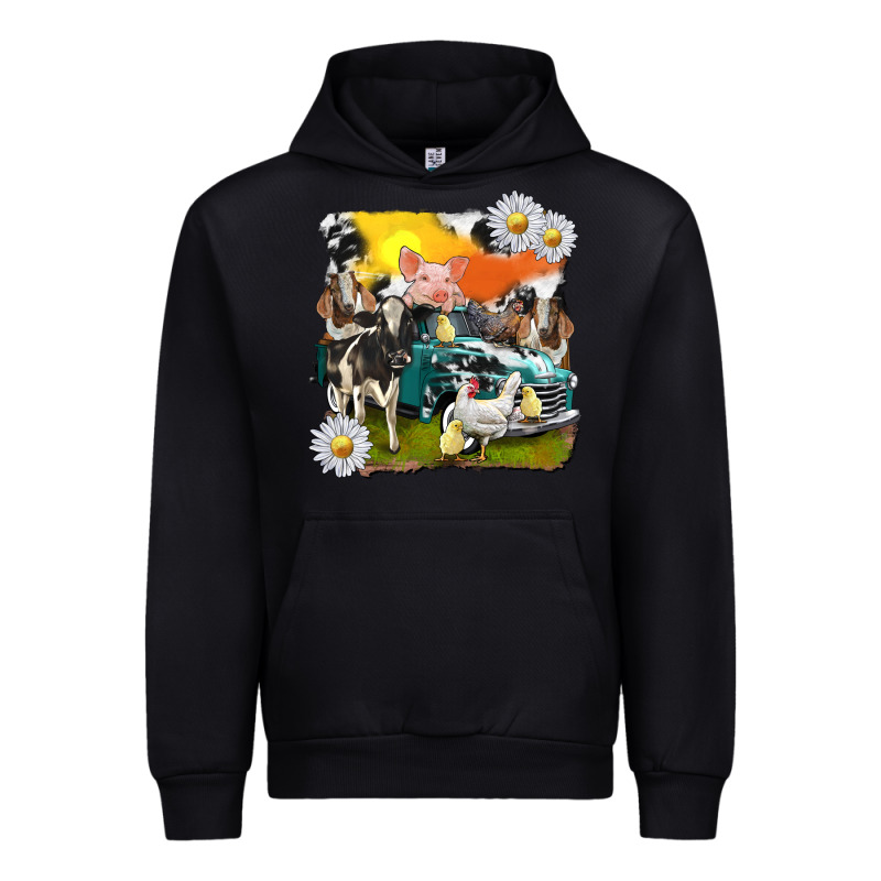 Cowhide Farm Truck With Farm Animals Urban Hoodie by texasbilliewilder | Teevron