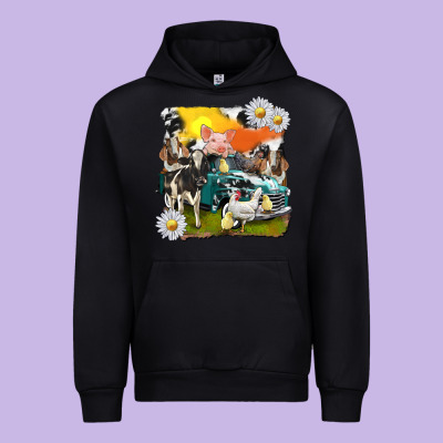 Urban Hoodie cowhide farm truck with farm animals
