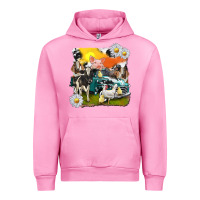 Fuchsia Pink cowhide farm truck with farm animals Urban Hoodie - texasbilliewilder