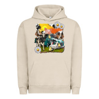 Pigment French Oak cowhide farm truck with farm animals Urban Hoodie - texasbilliewilder