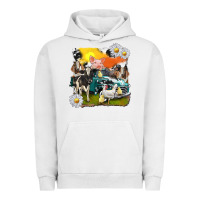 Pigment Lunar Rock cowhide farm truck with farm animals Urban Hoodie - texasbilliewilder