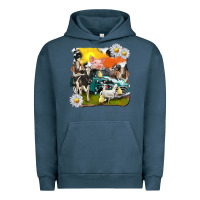 Pigment Midnight Navy cowhide farm truck with farm animals Urban Hoodie - texasbilliewilder