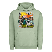 Pigment Oil Green cowhide farm truck with farm animals Urban Hoodie - texasbilliewilder