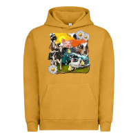 Pigment Peanut Butter cowhide farm truck with farm animals Urban Hoodie - texasbilliewilder