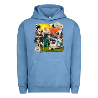 Pigment Pebble Blue cowhide farm truck with farm animals Urban Hoodie - texasbilliewilder