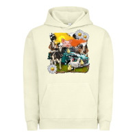 Pigment Pistachio cowhide farm truck with farm animals Urban Hoodie - texasbilliewilder