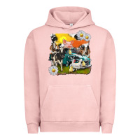 Pigment Salmon cowhide farm truck with farm animals Urban Hoodie - texasbilliewilder