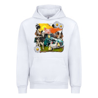 White cowhide farm truck with farm animals Urban Hoodie - texasbilliewilder