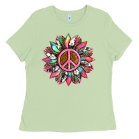 Matcha sunflower and tie dye with peace sign Ladies Tee - Artiststas