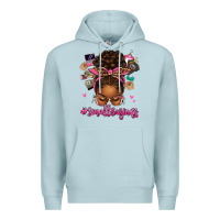 Blue Mist small business afro messy bun Premium Hoodie - texasbilliewilder