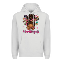 Dove Grey small business afro messy bun Premium Hoodie - texasbilliewilder