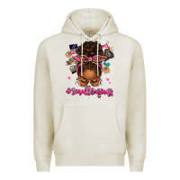 Oatmeal Heather small business afro messy bun Premium Hoodie - texasbilliewilder