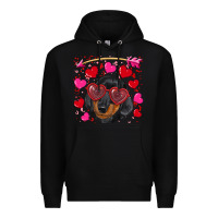 Black valentine's day  dachshund puppy Premium Hoodie - RanaPortraitStore