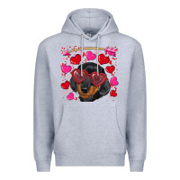 Heather Grey valentine's day  dachshund puppy Premium Hoodie - RanaPortraitStore