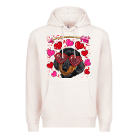 Pale Pink valentine's day  dachshund puppy Premium Hoodie - RanaPortraitStore