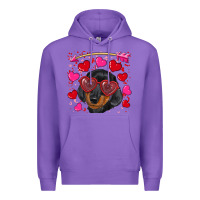 Purple valentine's day  dachshund puppy Premium Hoodie - RanaPortraitStore