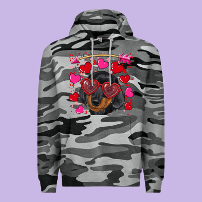 Premium Hoodie valentine's day  dachshund puppy