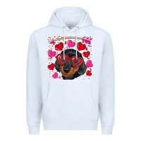 White valentine's day  dachshund puppy Premium Hoodie - RanaPortraitStore