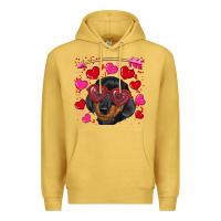 Antique Gold valentine's day  dachshund puppy Premium Hoodie - RanaPortraitStore