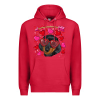 Cardinal valentine's day  dachshund puppy Premium Hoodie - RanaPortraitStore