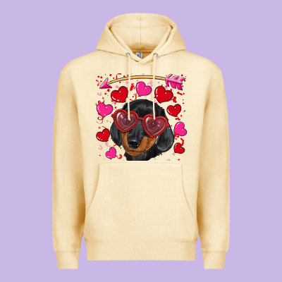 Premium Hoodie valentine's day  dachshund puppy