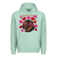 Seafoam valentine's day  dachshund puppy Premium Hoodie - RanaPortraitStore