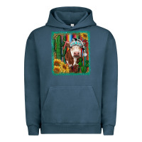 Pigment Midnight Navy Western Christmas Cow Urban Hoodie - RanaPortraitStore