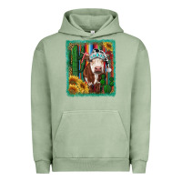 Pigment Oil Green Western Christmas Cow Urban Hoodie - RanaPortraitStore