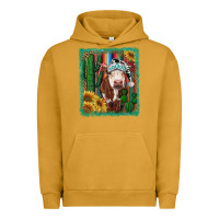 Pigment Peanut Butter Western Christmas Cow Urban Hoodie - RanaPortraitStore