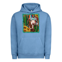 Pigment Pebble Blue Western Christmas Cow Urban Hoodie - RanaPortraitStore