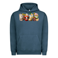 Pigment Midnight Navy farm animals coffee cups Urban Hoodie - texasbilliewilder