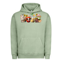 Pigment Oil Green farm animals coffee cups Urban Hoodie - texasbilliewilder